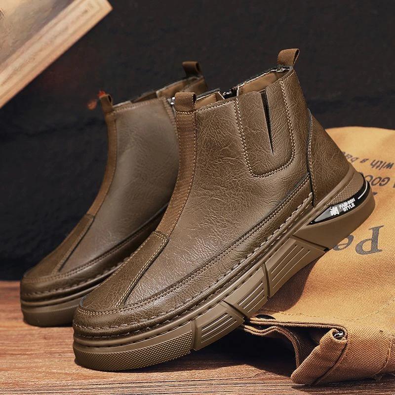Повседневная хлопковая обувь на платформе Зимняя обувь Мужская Бренды Оригинальные Сделки Роскошная Толстая Плюшевая Обувь Высокого Качества Снежные Ботинки для Мужчин