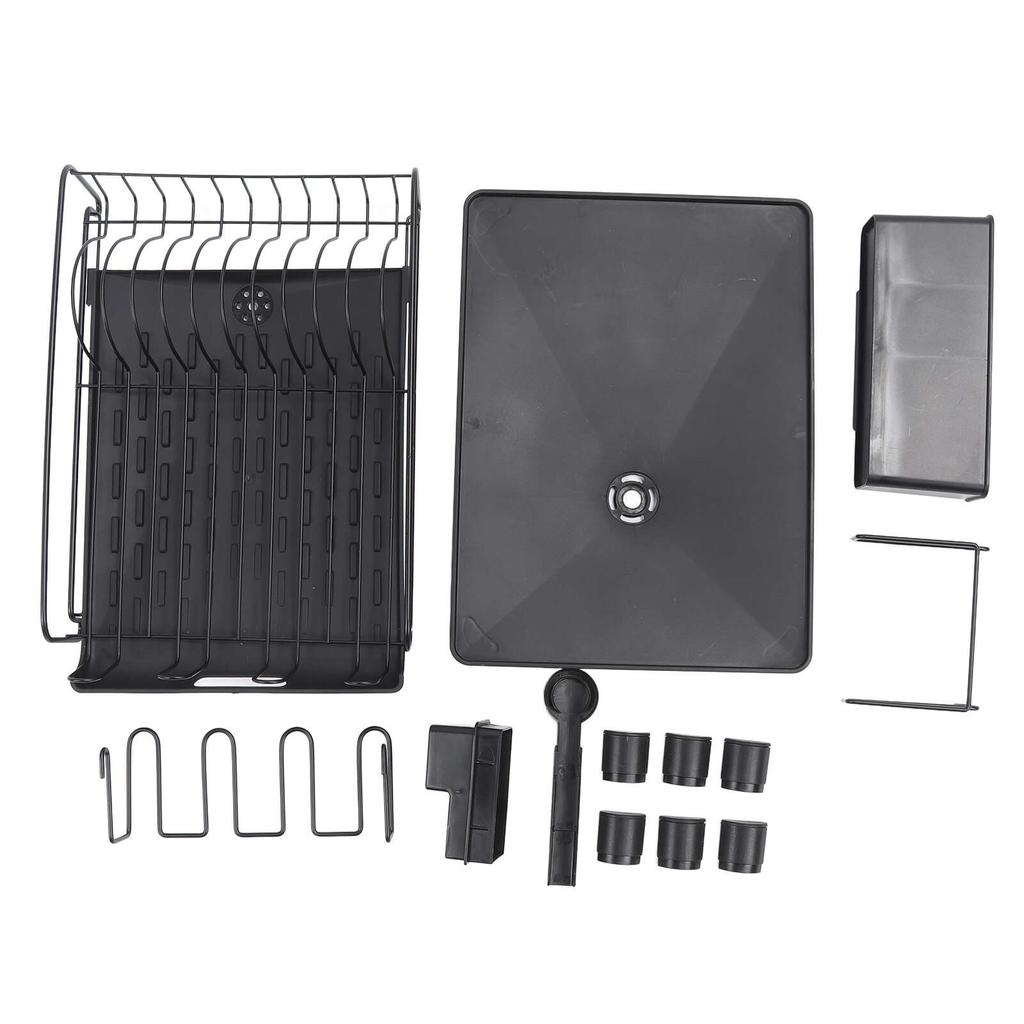 Выдвижная сушилка для посуды, многофункциональная, большой емкости, расширяемая, для кухонной стойки, черная