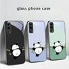 Милый и очаровательный панда Для vivo Y100 Y33s Y03 Y36 Y35 Y52 Y72 Y55 Y16 Y76 Y75 Y72 5G iQOO 12 Z9 Turbo Черный Стеклянный Чехол для Телефона