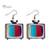 1 пара креативных красочных телевизионных висячих сережек в стиле ретро, ​​эффектные уникальные серьги-капли для ТВ, ювелирные аксессуары, подарок