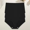 3Pcs Plus Size Ice Silk Underwear Women's Seamless Panties Sexy High Rise Traceless Invisible Briefs Breathable Lingerie