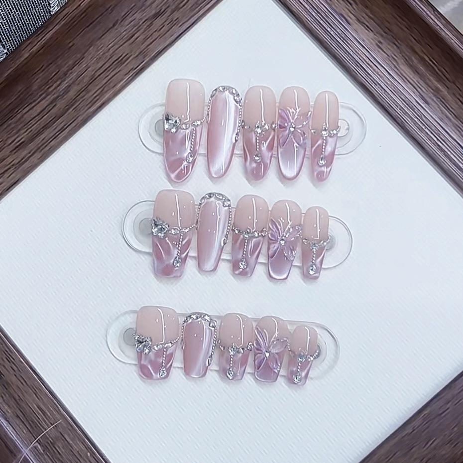 Ручной работы Аметистовые Блестящие Трехмерные Рельефные Наклейки для Маникюра с Бабочками Чистый Темперамент