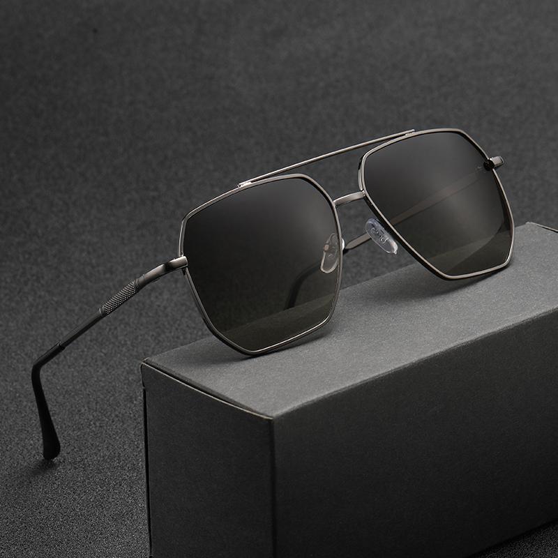 Новая Мода Солнцезащитные Очки с Двойной Перекладиной Тренд Ретро Мужские Очки Жабы Зеркальные Повседневные Для Вождения Рыбалки Бизнеса Солнцезащитные Очки Uv400