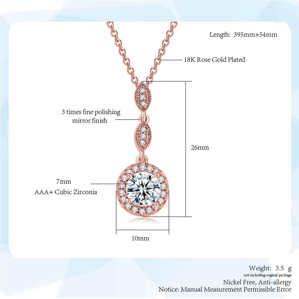 ZHOUYANG Fashion Crystal Pendant Neck Chain For Women Cubic Zirconia Rose Gold Color Necklace Jewelry Top Quality Gifts N428