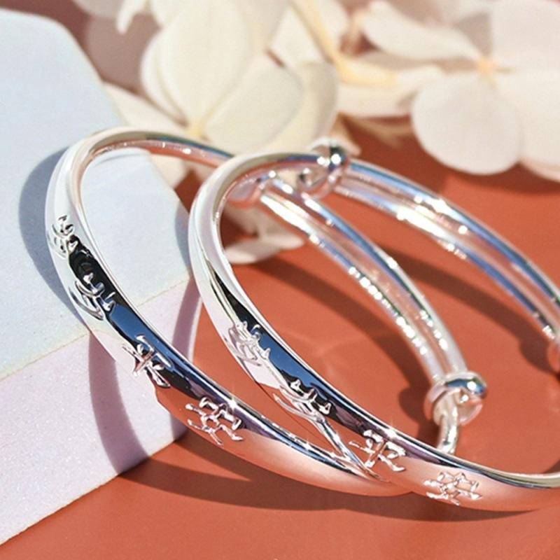 S999 Full Silver Anniversary Safe Baby Bracelet Baby Full Month 100 Days Old Pure Silver Bracelet 61 Children's Day Gift