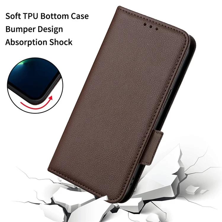 For Huawei Mate 60 Cover Litchi Texture Wallet Stand Leather Phone Case with Strap