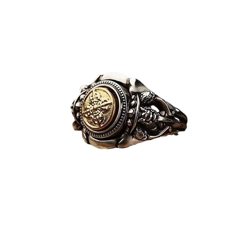 Thai Anemone Capricorn Ring Men's Trendy Personality Domineering Student Punk Retro Rotatable Open Ring
