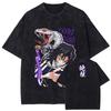Anime Demon Slayer Tokitou Muichirou Graphic Washed Tee Men Casual Loose Tshirts Manga Cotton T Shirt Harajuku Male T-shirt