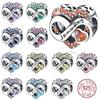 100% 925 Silver Birthstone Heart New Design Bead Fit Original Charms Bracelet Women Jewelry Diy Gift Bracelets