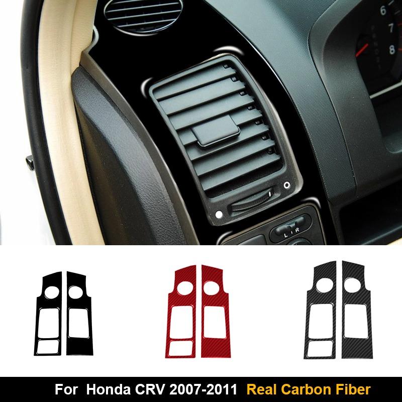 For Honda CRV 2007-2011 Car Red Carbon Fiber sticker Air Outlet Trim Interior Decoration
