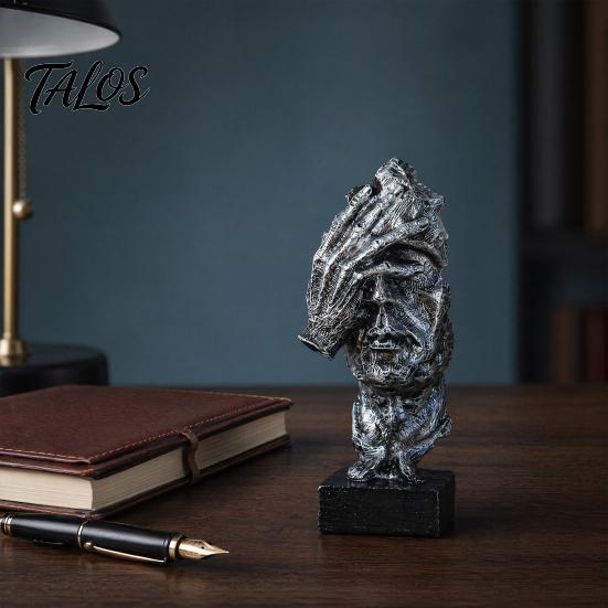Talos Набор из 3 абстрактных молчаливых статуэток-фигур, Минималистичный арт-декор для стола с позами «Палец к губам», «Закрытые глаза» и «Подбородок на руке», Статуэтки из смолы для гостиной