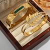 Gold-Plated Titanium Steel Diamond-Inlaid Luxury Retro Bangle