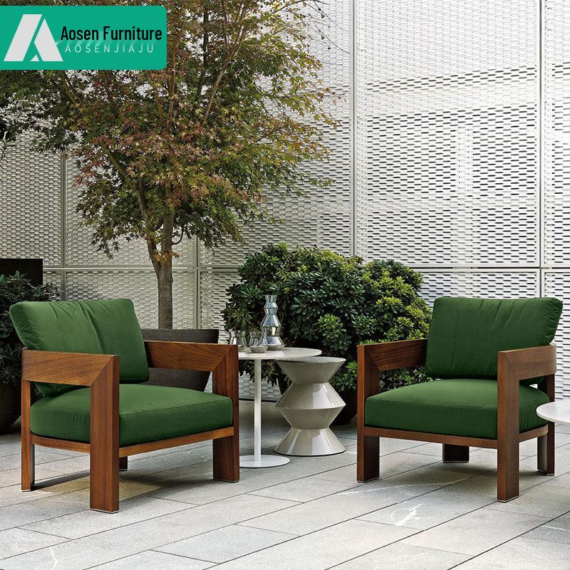 Luxury Teak Outdoor Sofa - Waterproof & Sun-Protected for Patio, Balcony, or Garden