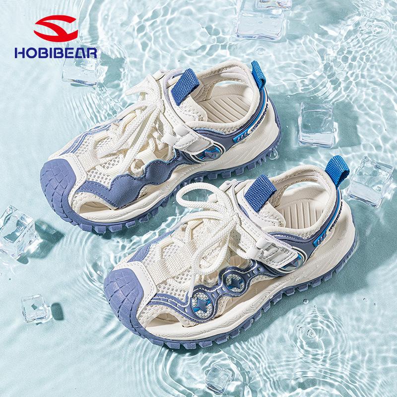 Kids Closed Toe Sandals Breathable Mesh Beach Shoes Summer Soft Sole Sport Sandals Anti-Collision Water Shoes For Boys Girls