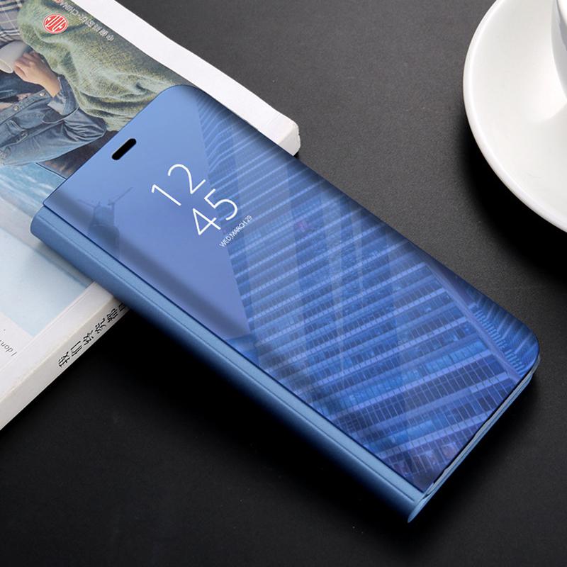 Умный зеркальный чехол для телефона с защитой от падения, магнитный флип из искусственной кожи для Samsung Huawei Honor Xiaomi Redmi iPhone OnePlus