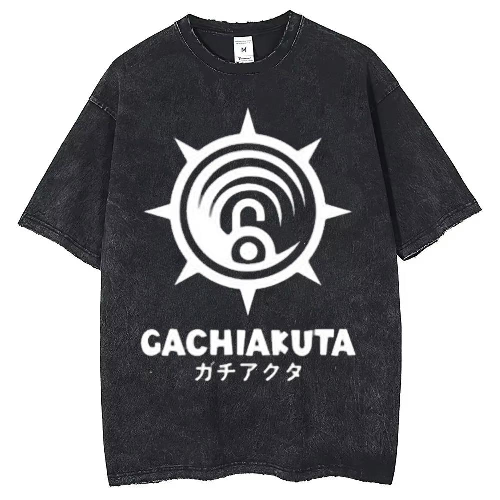 Gachiakuta Vintage Washed Cotton T Shirt Men Gothic Grunge 2000s Graphic Graphic Pastel Shirt Anime Oversized Streetwear Retro