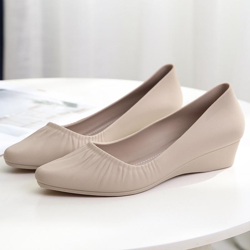 Сандалии Baotou с неглубоким носком, женская летняя верхняя одежда, одинарные туфли на танкетке, модные пляжные туфли на среднем каблуке, нескользящие, для отдыха