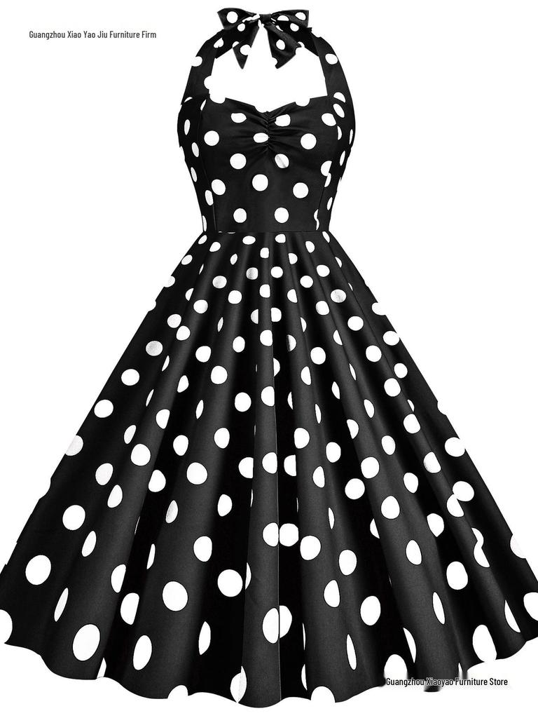 Retro 50s Hepburn-Style Waist-Cinching Slim Dress