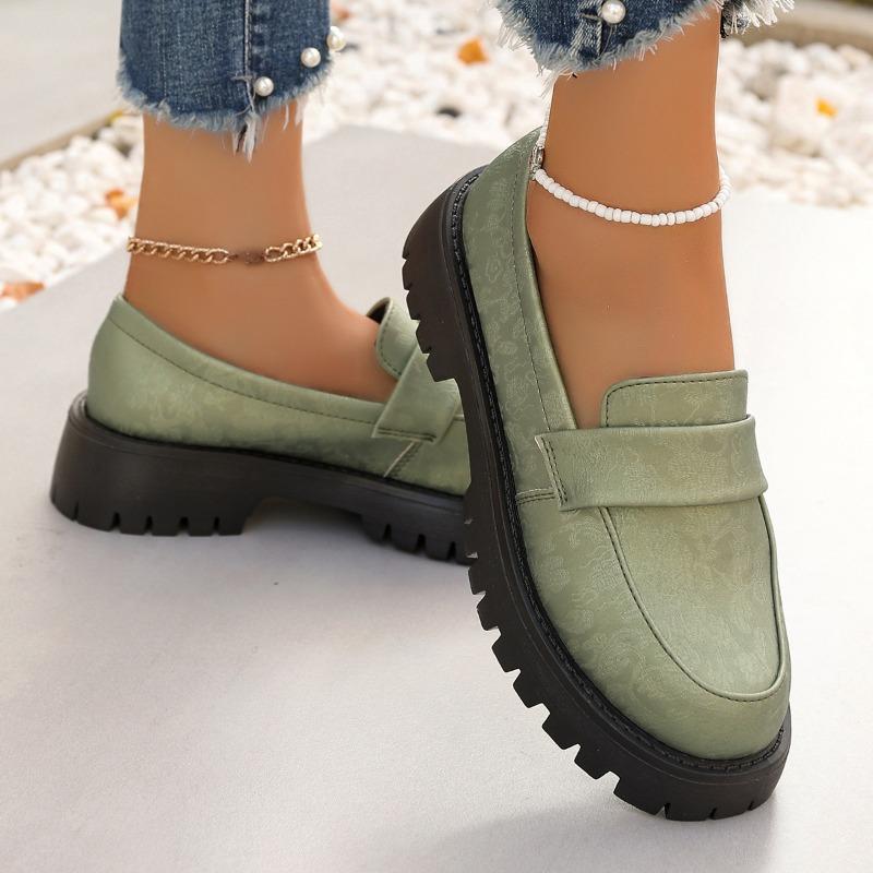 Autumn New Low-heeled One-pedal Low-top Women's Large-size Small Leather Shoes