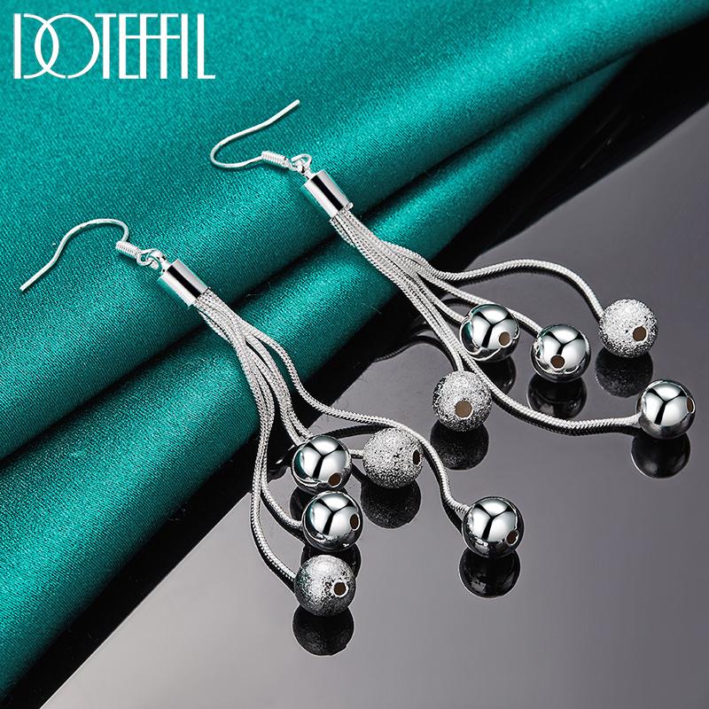 925 Sterling Silver Beads Earrings Fashion Jewelry