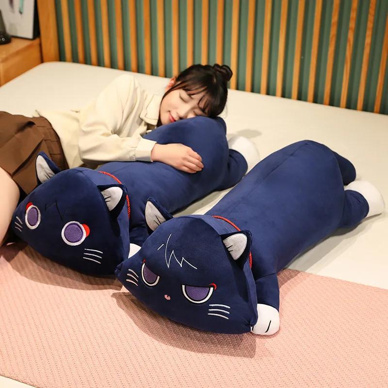 Genshin Impact Anime Wanderer Plush Long Pillow Soft Stuffed Animal Fluffy Scaramouche Cat Plushie Dolls Kids Birthday Gift