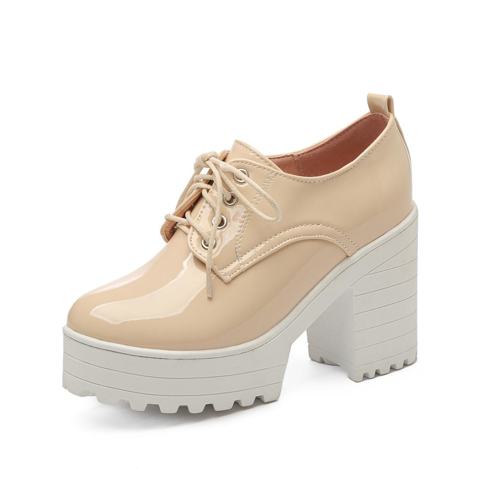 Классические женские туфли на шнуровке, черные, белые, на высоком каблуке, короткие ботинки на платформе, в европейском стиле, женские туфли на осень-весну в стиле панк на высоком каблуке