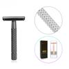Short Handle Aluminum Alloy Classical Safety Razor Double-edged Blade Shaving Shaver for Men with 5 Super Blades