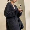 Women's Autumn Winter Basic Knitted Cardigan Sweater Solid Color Long Thick Warm Sweater Casual Jacket With Pockets