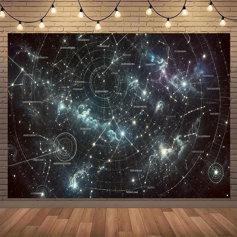 2D плоскость, Ткань с фоном карты созвездий, Декорация фона, Комната, Сад, подходит для домашнего декора, полиэстер