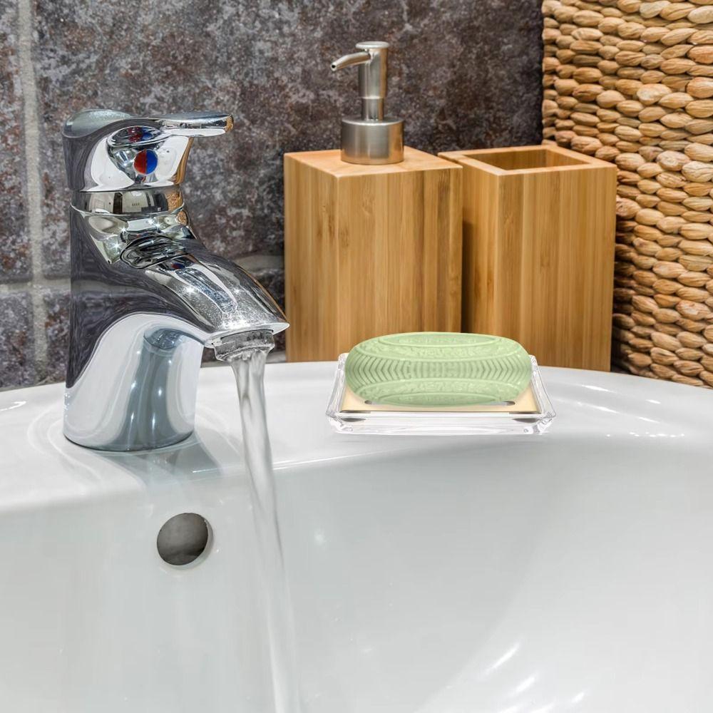 Draining Rack Transparent Soap Box Stainless Steel Soap Holder High-end Glass Soap Dish Kitchen