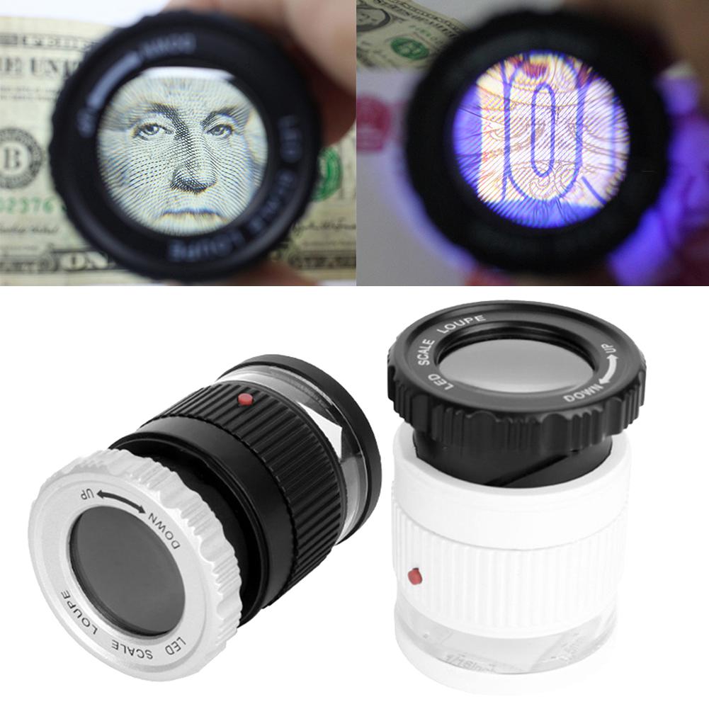 Fetong 30X Lens Cylindrical Magnifier Magnifying Glass Jewelry Loupe with LED Light