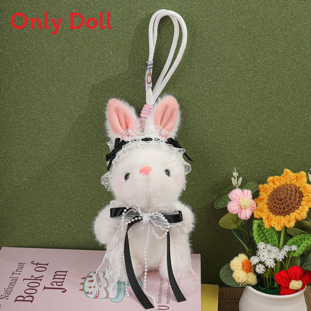 Adorable Bunny Pendant Plush Toy With Lace Accents For Kids And Teens