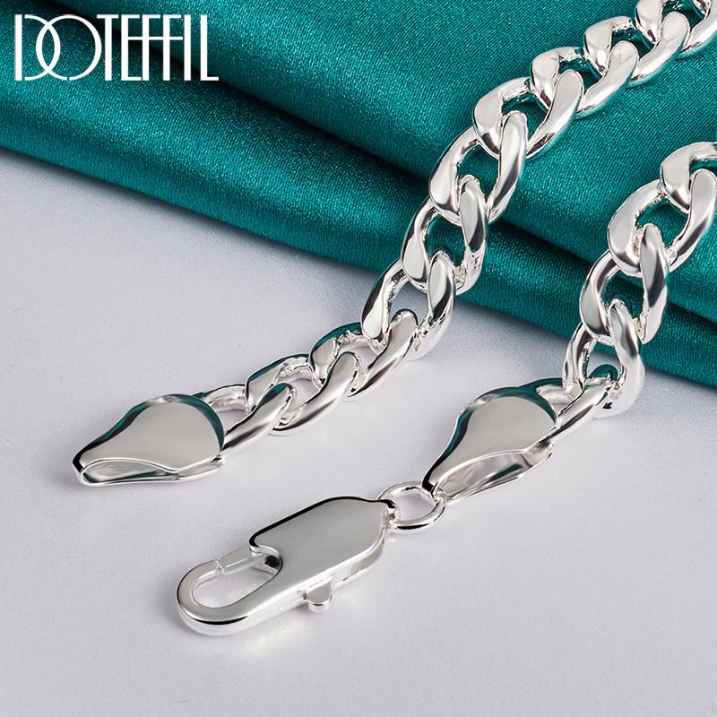 Боковая цепочка 10 мм Ожерелье из стерлингового серебра 925 пробы Модные подарочные ювелирные изделия