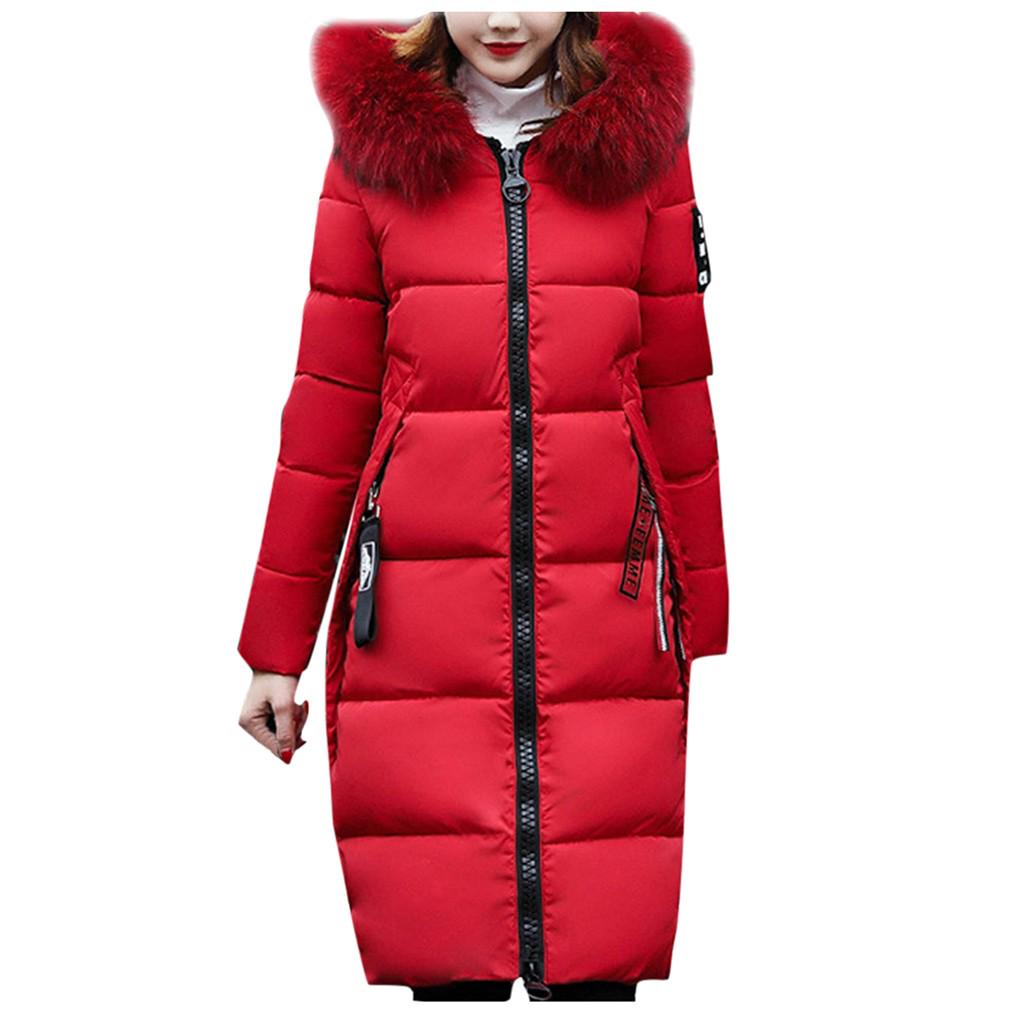 Fashion Women Winter Warm Cotton Hooded Winter Long-Sleeved Overcoat
