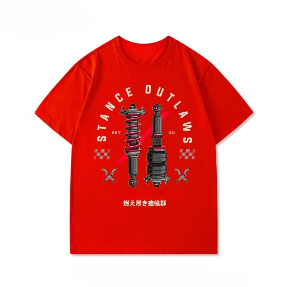 2025 Модифицированная автомобильная культура Амортизирующая Ассоциация автомобильных друзей Свободная футболка с коротким рукавом Мужская и женская Модный бренд Лето