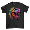 T-Rex Dripping Paint Effect T-shirt - Funny and Fierce! Unisex Printed Design. L