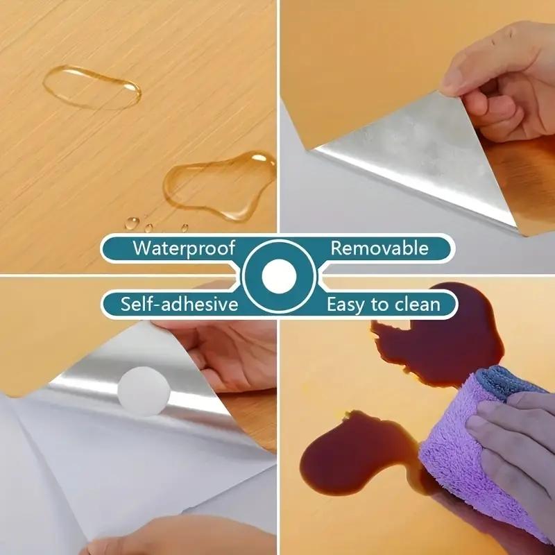 1 рулон самоклеящейся контактной бумаги с золотистой шлифовкой, обои «сними и приклей», самоклеящиеся съемные наклейки на стену, холодильник