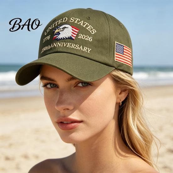 Independence Day Cap Baseball Cap, Vintage Worn Style Washed Denim Hat, 250th Anniversary Ripped 1776-2026 Embroidered Patriotic Dad Adjustable