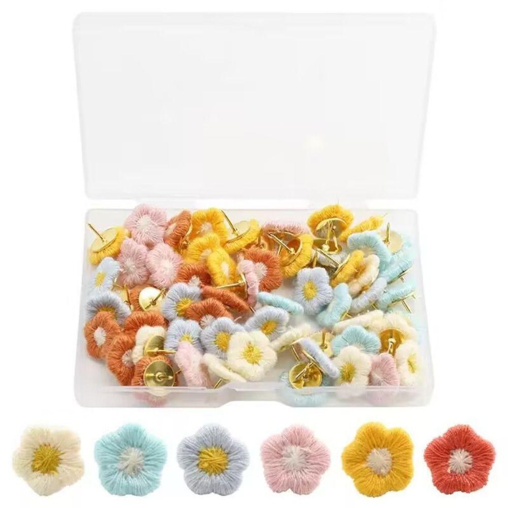 20/30/50Pcs Home Decoration Creative Embroidery Flower Pushpins 3D Reusable Board Push Pin Cute DIY Decorative Studs Corkboard