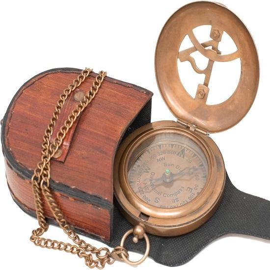 Солнечные часы компас ширина кожа уникальный подарок для мужчин, латунные карманные солнечные часы ручной работы, стимпанк бронзовый юбилейный компас подарок