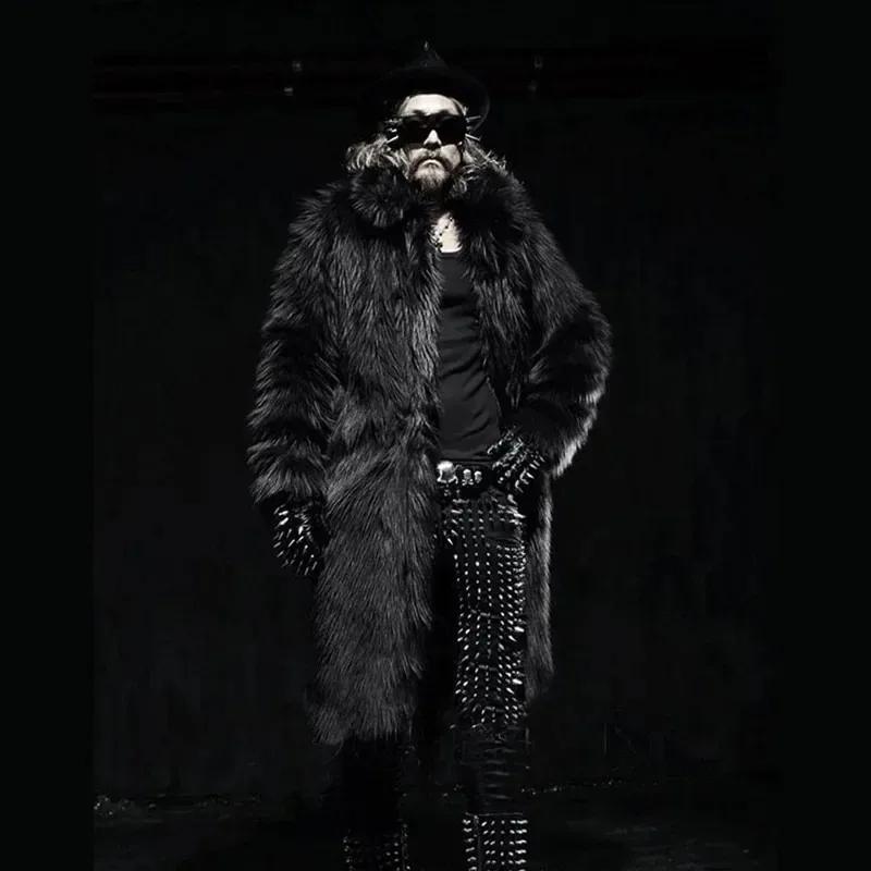 Men's Fashion Trend Personalized Imitation Fur Long Fur Coats