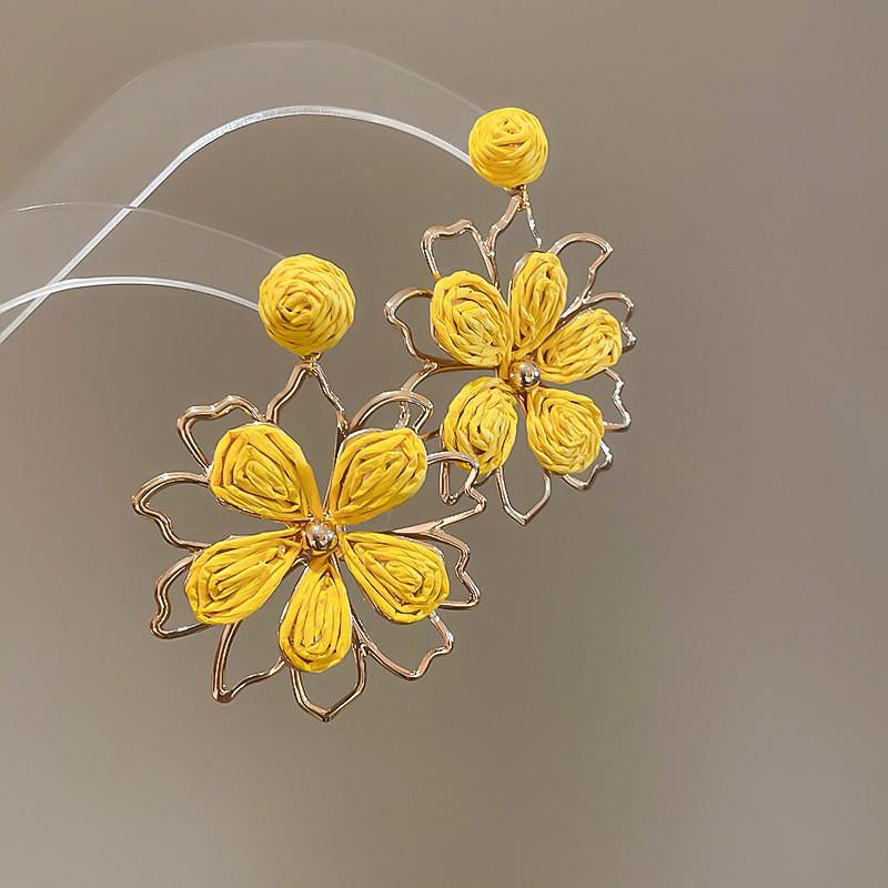 Серьги с кисточками в виде цветов из шифона "Серебряная игла", Милый стиль Мори, Дофаминовый тренд, Универсальные женские серьги