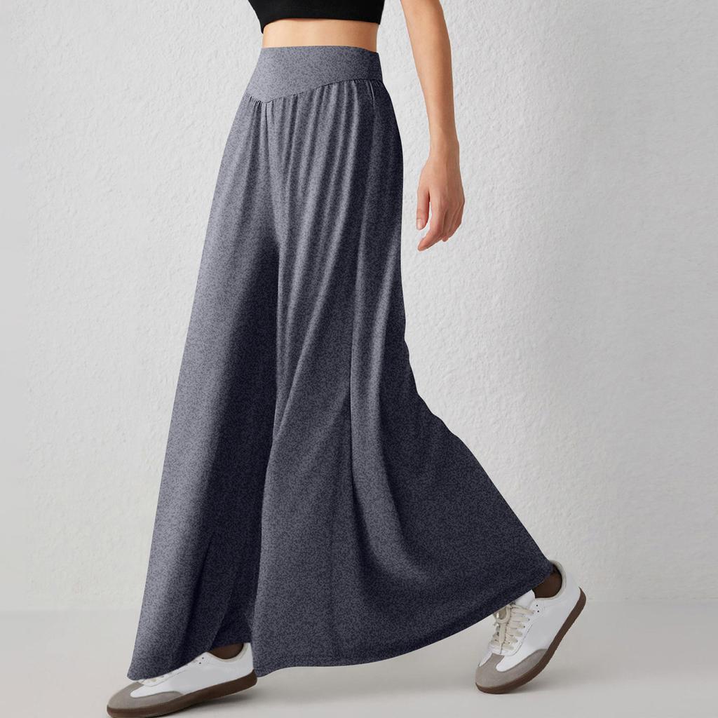 Женские брюки с эластичной талией в минималистском стиле, широкие брюки, повседневные брюки с драпировкой