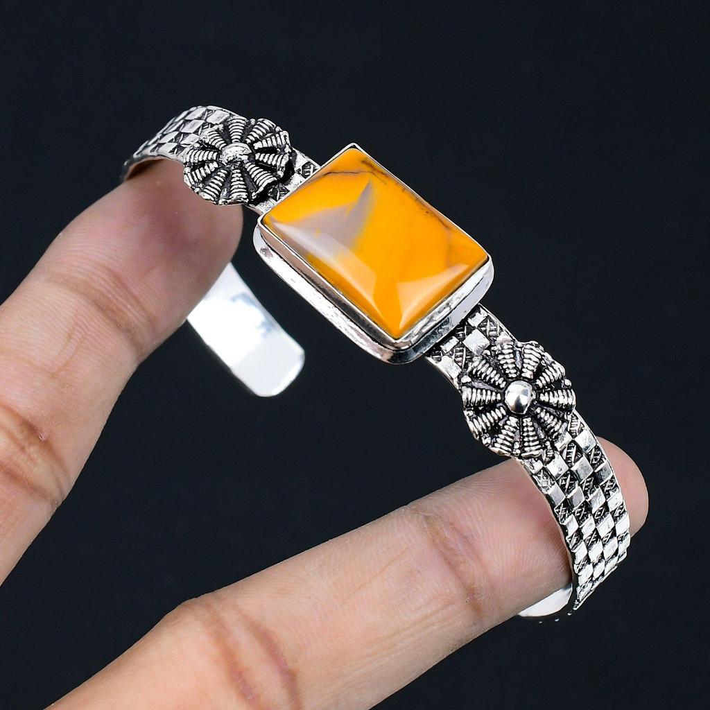 Easter Deal Mookaite Gemstone Trendy Mother Bangle Bracelet 925 Sterling Silver