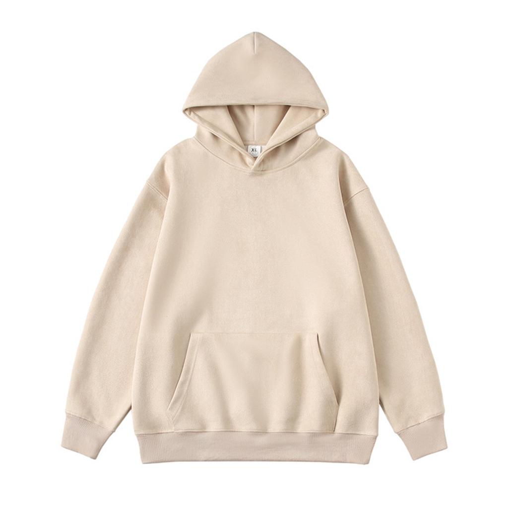 Осенний мужской замшевый гладкий свитер с капюшоном, новый большой базовый размер