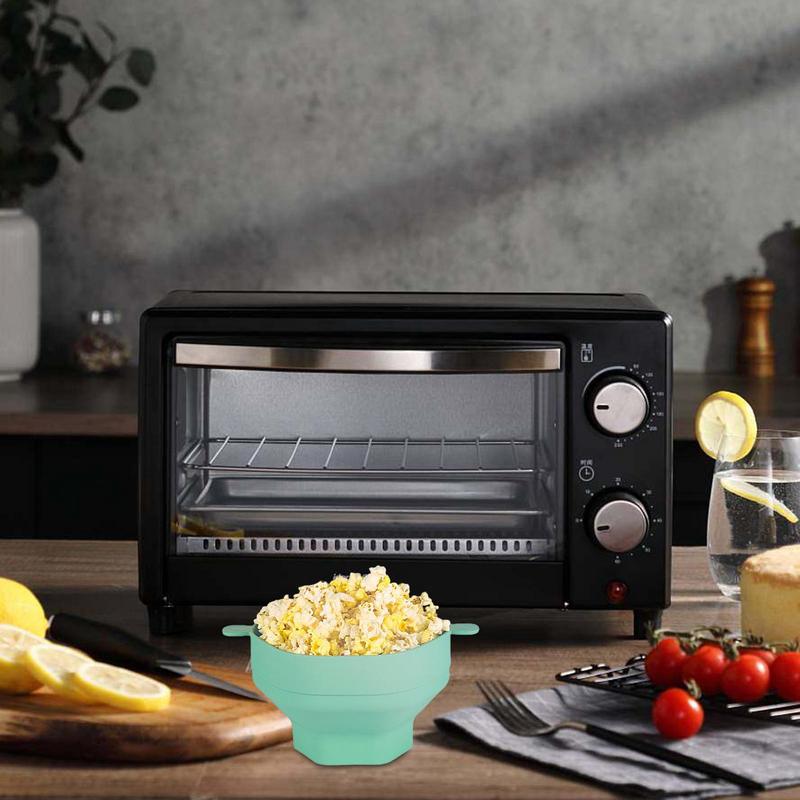 Силиконовая миска для попкорна в микроволновой печи, складная миска для попкорна с крышкой, складная большая емкость для попкорна, кухонные принадлежности для выпечки