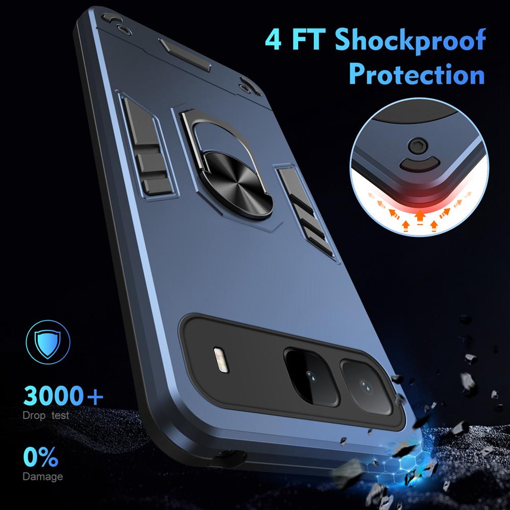 KEYSION Противоударный бронированный чехол для Infinix Hot 60i 5G Мягкий силикон+ПК Металлическое кольцо-подставка Задняя крышка телефона для Infinix Hot 60i 5G
