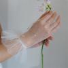 Lace Rhinestones Gloves for Theme Event Women Evening Gown Gloves Short Sheer Gloves for Bride Photoshooting Accessories