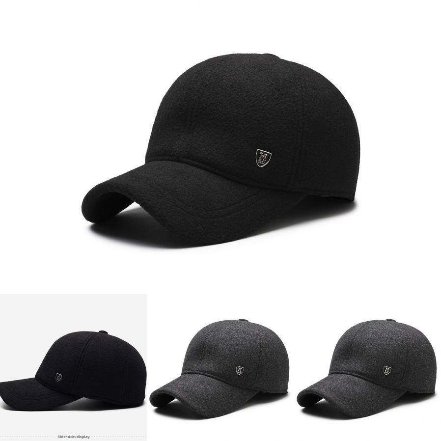 Simple Solid Color Middle Aged Warm Windproof Baseball Cap For Cold Seasons