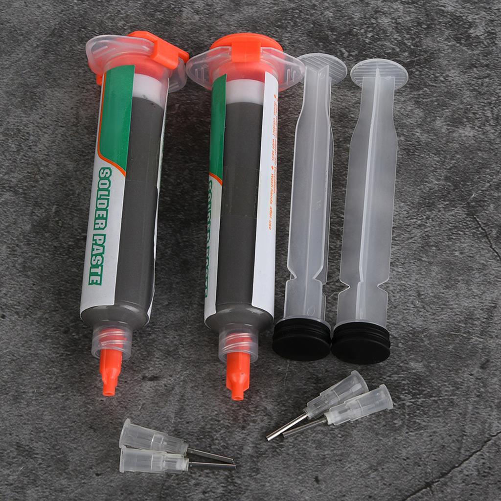 2pcs 50g Harmless Material Syringe Solder Paste Sn42 Bi58 SMD PCB Electronics Repair